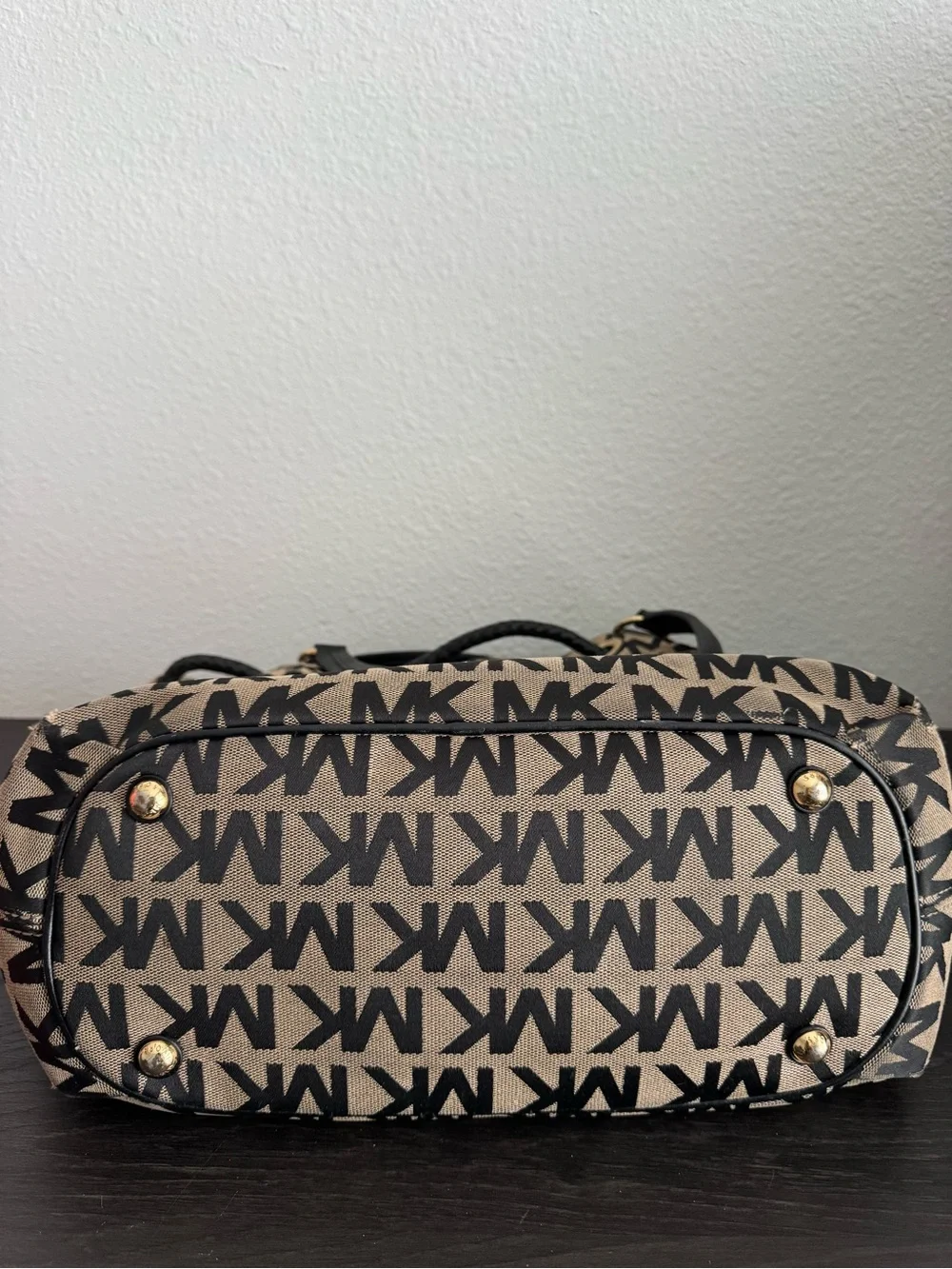 Michael Kors Brown & Black MK Logo Shoulder Bag with Tassel